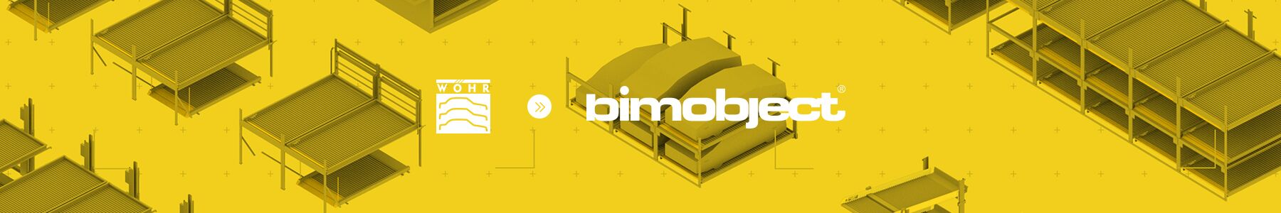Yellow-coloured car park systems with a link to the BIMobject portal