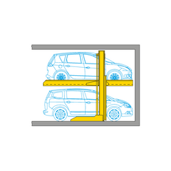 The diagram shows the arrangement of cars in a parking system