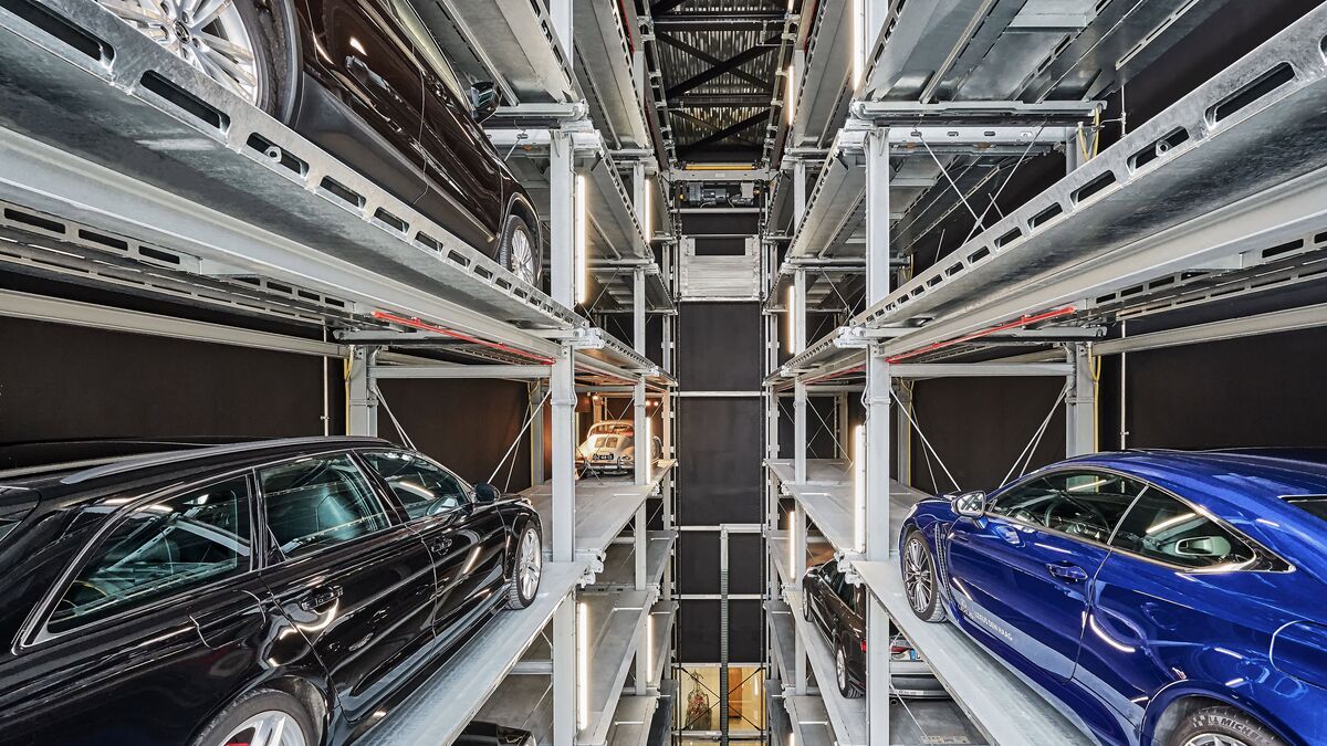 Overview of a car parking system with parked vehicles