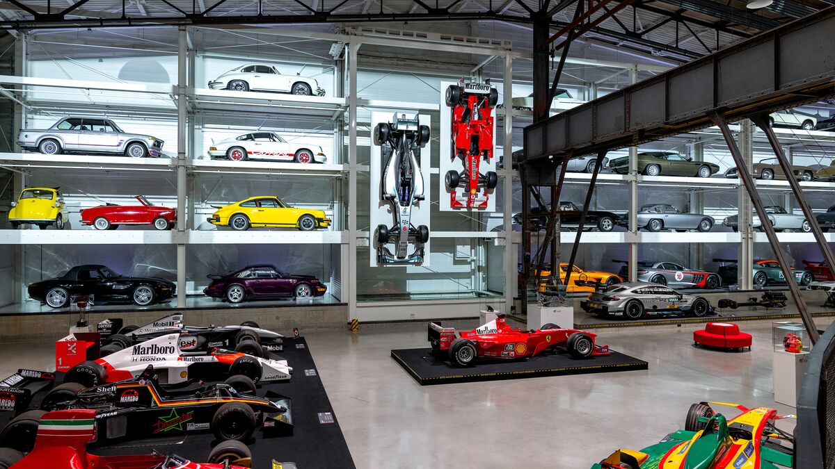 Cars are parked in a rack storage system
