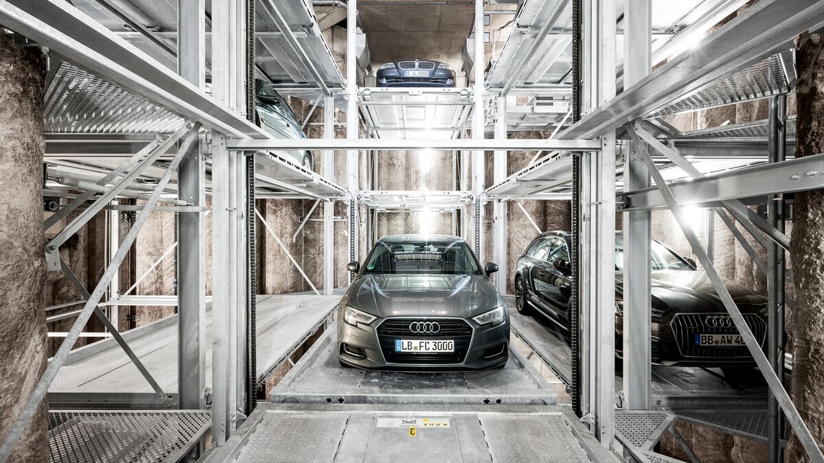 Cars are parked in a car parking system